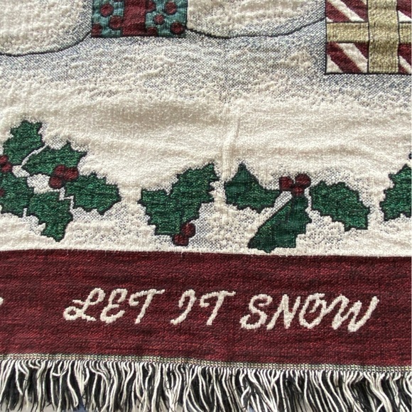 Vintage Chatham Tapestry Throw Blanket Let It Snow Christmas Snowmen‎ Holiday - Picture 3 of 11